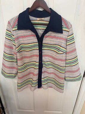 Vintage 1970s Lovely Lady Rainbow Stripe Knit Top – Rare Sample Piece – Women's